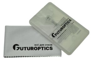 Спрей для очистки линз очков FuturOptics в упаковке с салфеткой